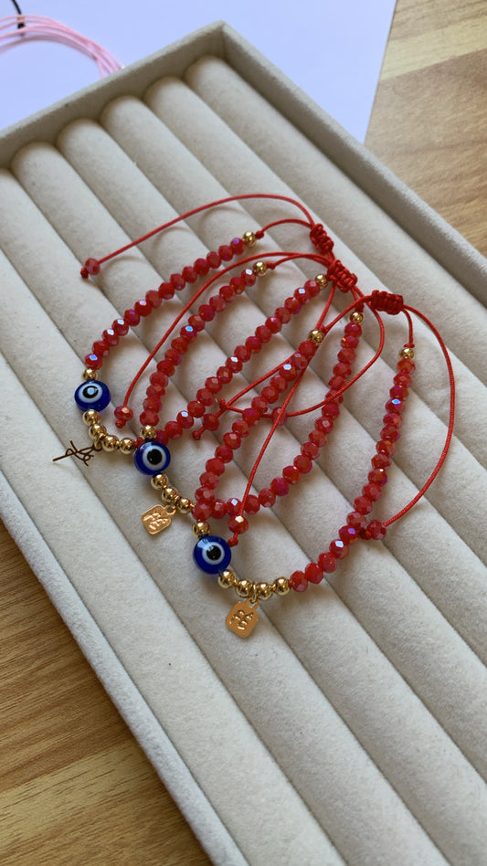 Pulsera cristales rojos